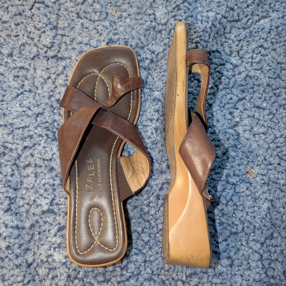 Liz Claiborne Brown Crisscross Sandals